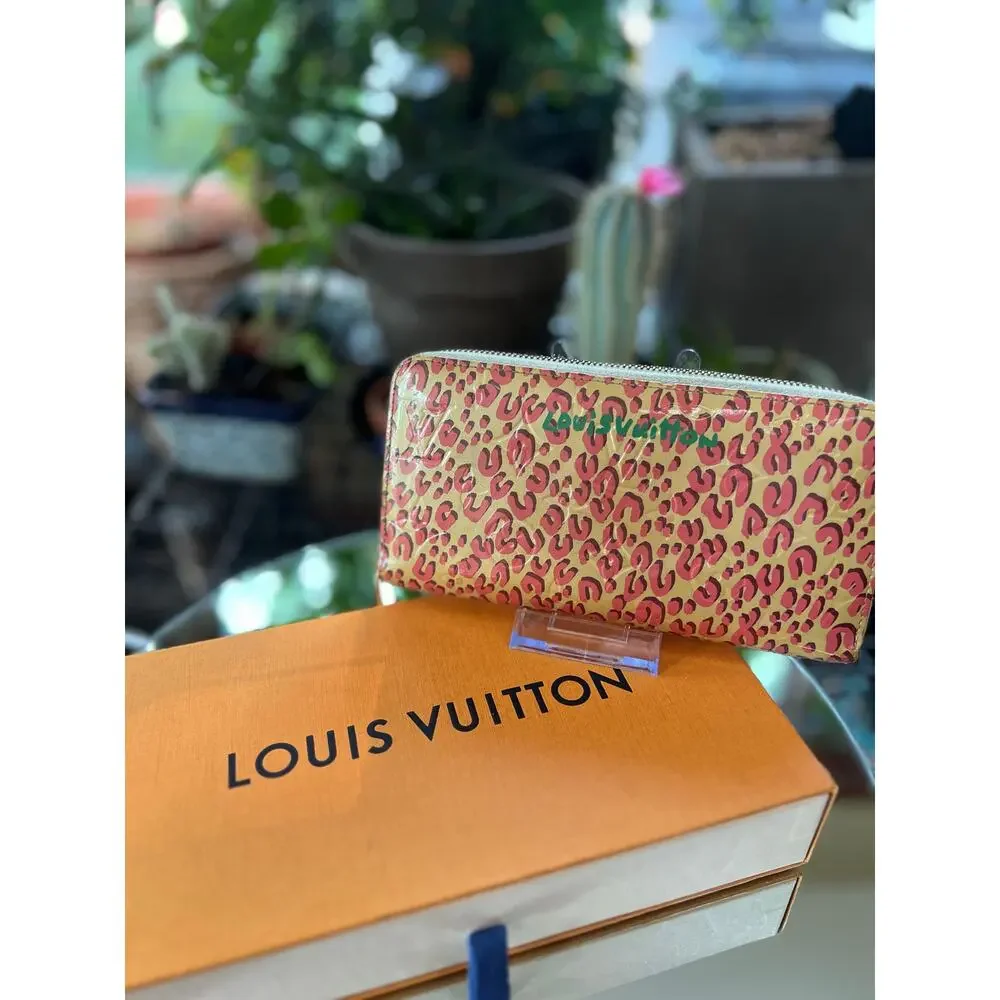 Louis Vuitton Pink Leopard Print Zip Wallet